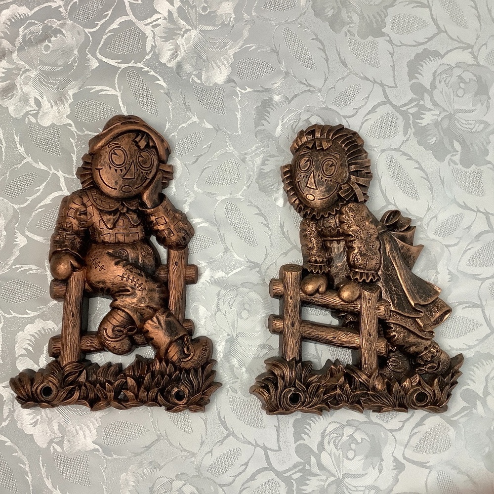 1977 Vtg  Raggedy Ann & Andy Wall Plaques Coppercraft Style